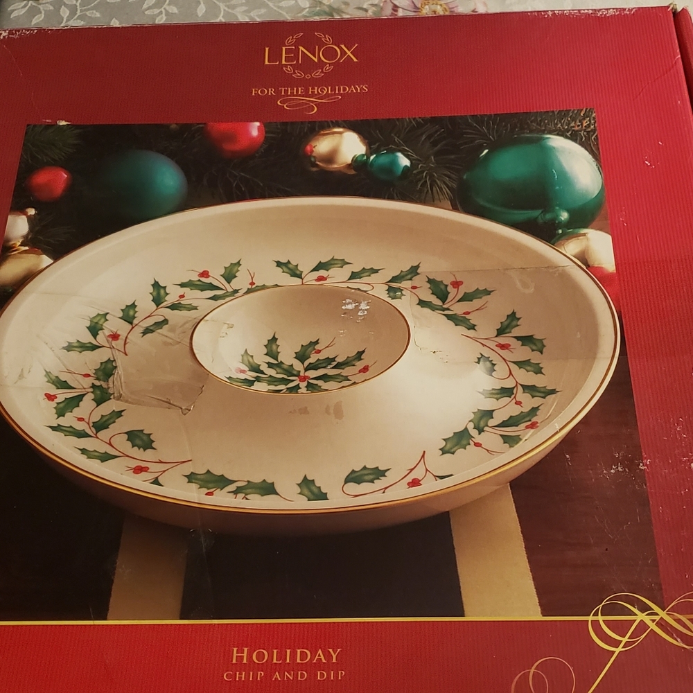 LENOX NEW HOLIDAY RARE chip & dip serving bowl